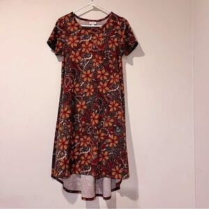 LuLaRoe Floral‎ Paisley “Carly” Short Sleeve High-Low Dress, Size XS, Fits XS-M